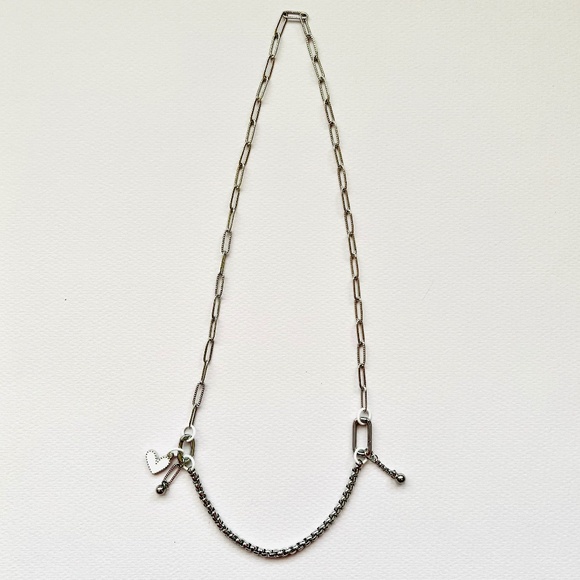 Modular 2in1 mixed metal silver and white with silver clasps and charms - Picture 3 of 5